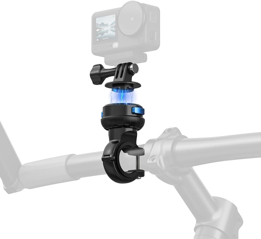 Magnetic Bike Bicycle Handlebar Mount, 360 Degree Rotation Motorcycle Handlebar Clamp Mount Compatible with GoPro Hero 13 12 11 10 Session DJI Action 6/5 Pro/4 and More Cameras