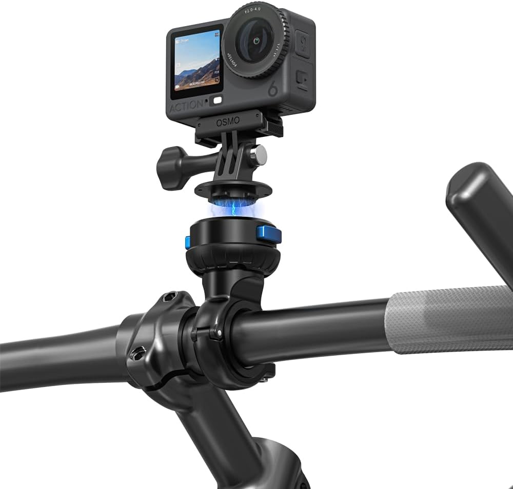 Magnetic Bike Bicycle Handlebar Mount, 360 Degree Rotation Motorcycle Handlebar Clamp Mount Compatible with GoPro Hero 13 12 11 10 Session DJI Action 6/5 Pro/4 and More Cameras
