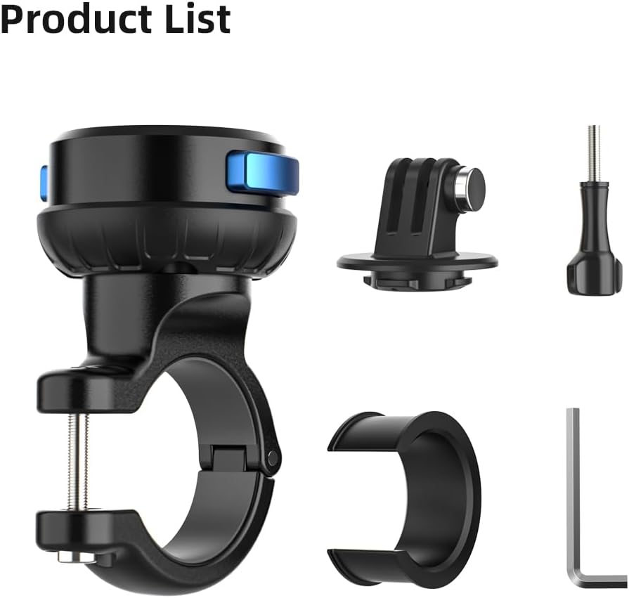 Magnetic Bike Bicycle Handlebar Mount, 360 Degree Rotation Motorcycle Handlebar Clamp Mount Compatible with GoPro Hero 13 12 11 10 Session DJI Action 6/5 Pro/4 and More Cameras