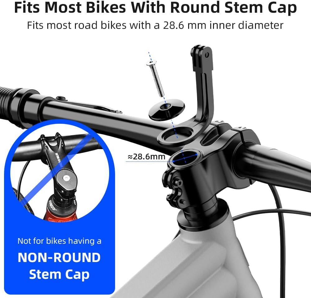 luminum Handlebar Bike Pole Mount,Bicycle Handlebar Stem Clamp Mount Compatible with Go Pro Hero