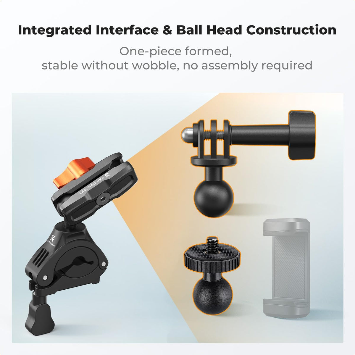 Bike Handlebar Bike Mount with 360° Dual Ball Head Camera Clamp