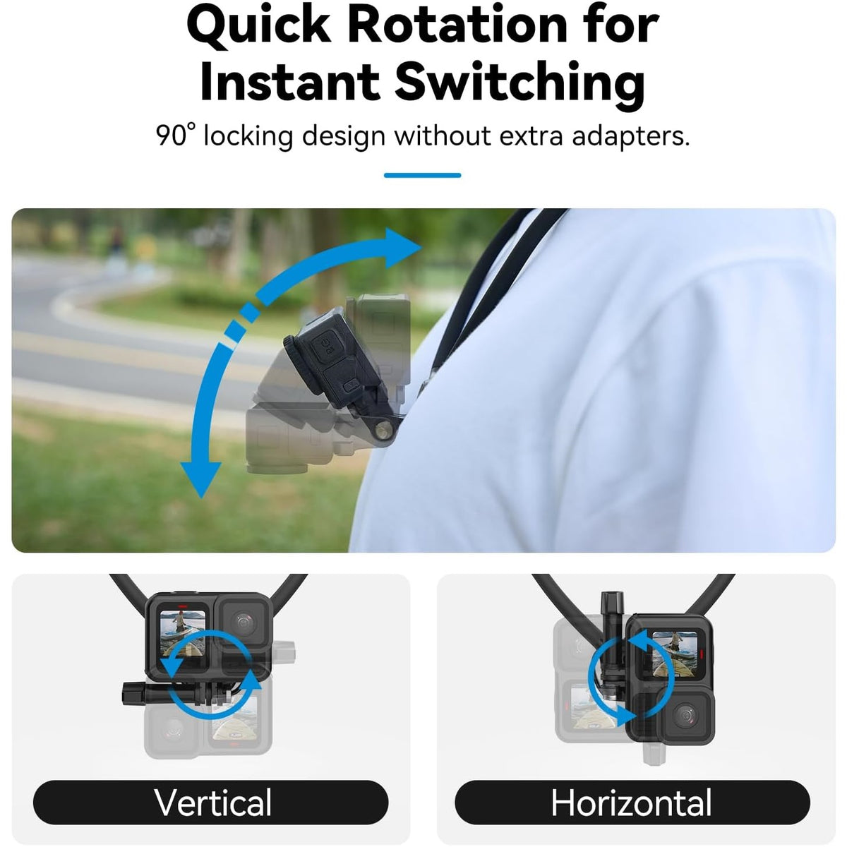 Neck Mount with Air Cushion, Adjustable Chest Strap and Neck Mount for Hands-Free POV Vlogging for GoPro Hero 13/12/11/10/9, Insta 360 X5/X4/Ace Pro 2 / Osmo 360 Nano Action 6/5 Pro/4/3