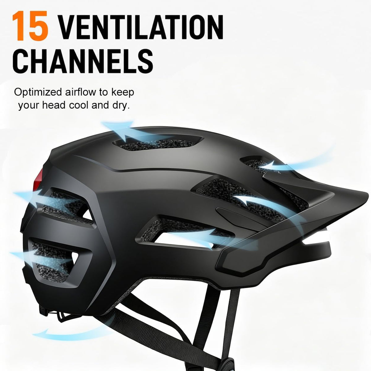 Bike Helmet, Helmets for Adults Men, Front and Back LED Lights Safe Certified MTB Road Bicycle Helmet with Adjustable Brim