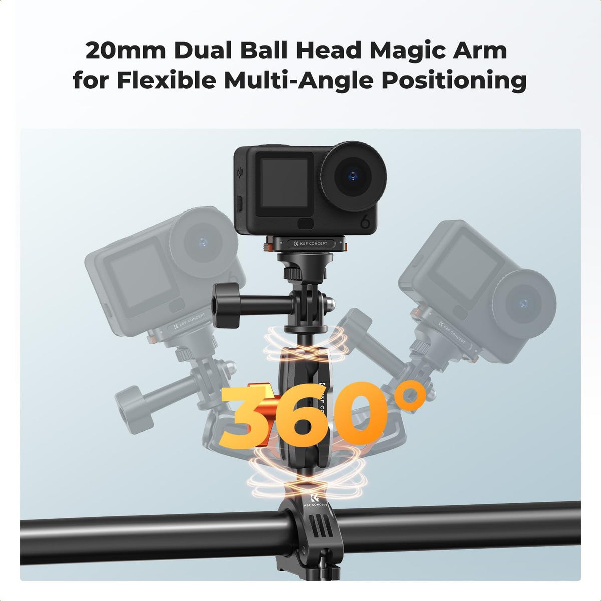 Bike Handlebar Bike Mount with 360° Dual Ball Head Camera Clamp