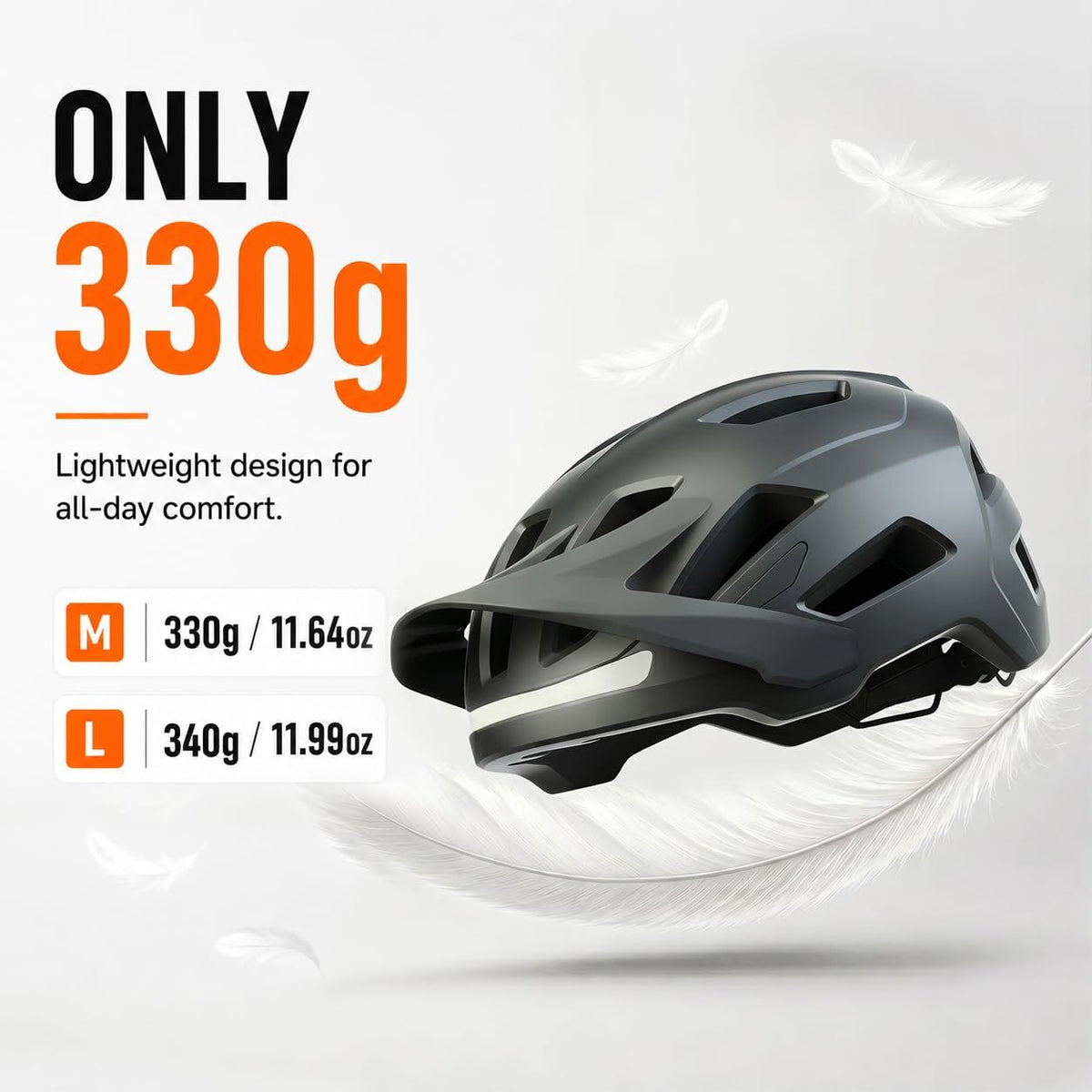 Bike Helmet, Helmets for Adults Men, Front and Back LED Lights Safe Certified MTB Road Bicycle Helmet with Adjustable Brim