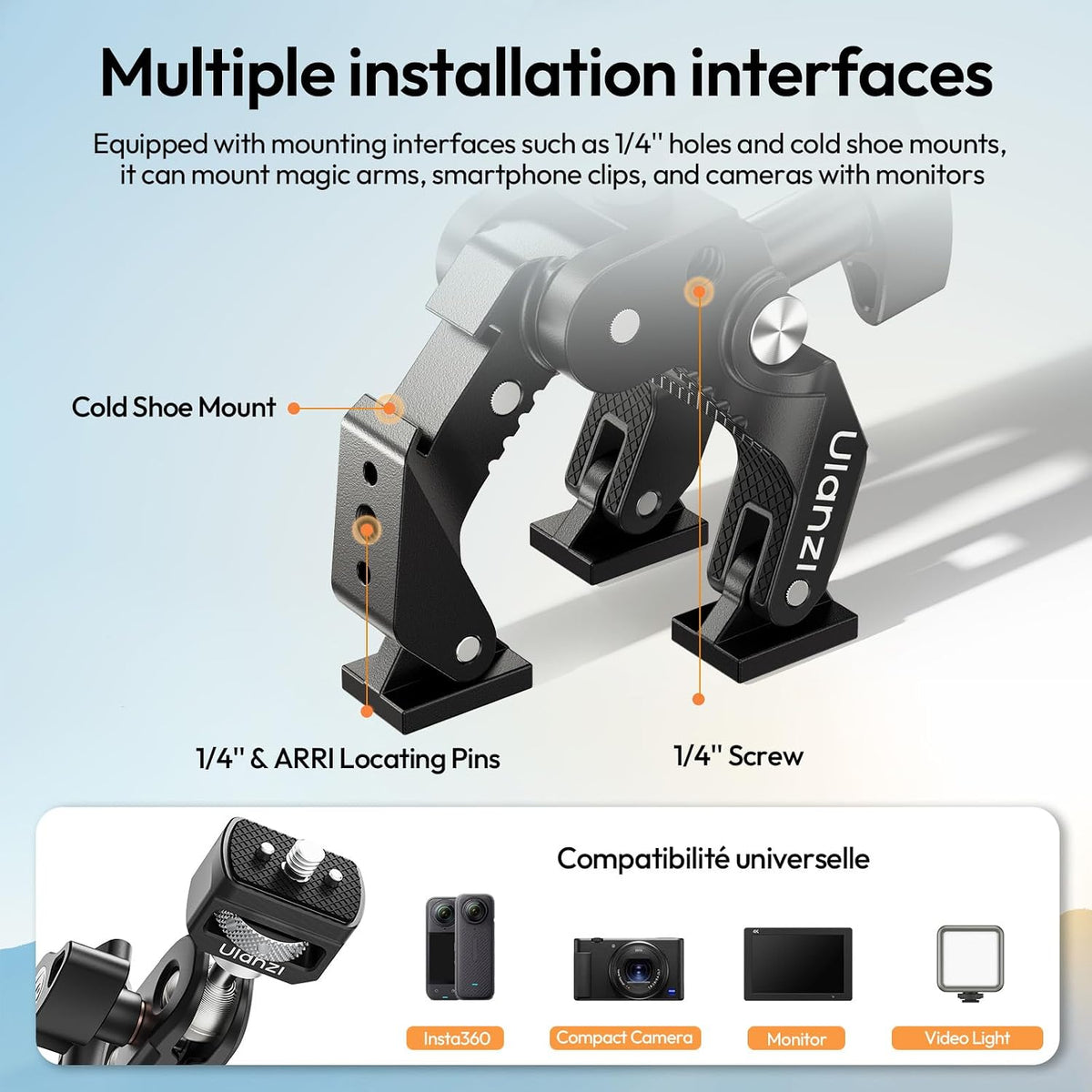 Camera Mount Super Clamp Kit of Action Camera