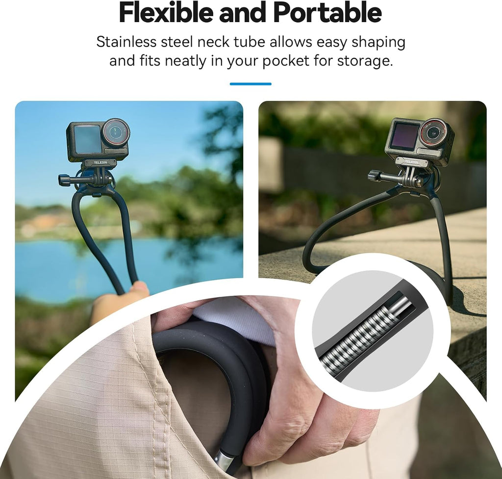 Neck Mount with Air Cushion, Adjustable Chest Strap and Neck Mount for Hands-Free POV Vlogging for GoPro Hero 13/12/11/10/9, Insta 360 X5/X4/Ace Pro 2 / Osmo 360 Nano Action 6/5 Pro/4/3