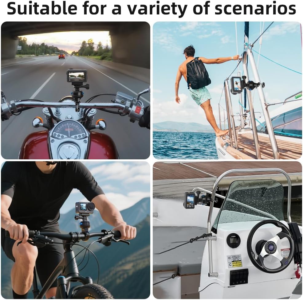 Magnetic Bike Bicycle Handlebar Mount, 360 Degree Rotation Motorcycle Handlebar Clamp Mount Compatible with GoPro Hero 13 12 11 10 Session DJI Action 6/5 Pro/4 and More Cameras